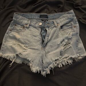 Aeropostale Women's Ripped Jean Shorts - Light Blue